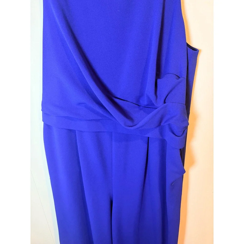 Calvin Klein Womens Royal Blue Wide Leg Draped Crossover Jumpsuit Plus Size 20W - Picture 3 of 10